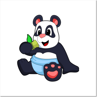 Panda as Baby with Bambus Posters and Art